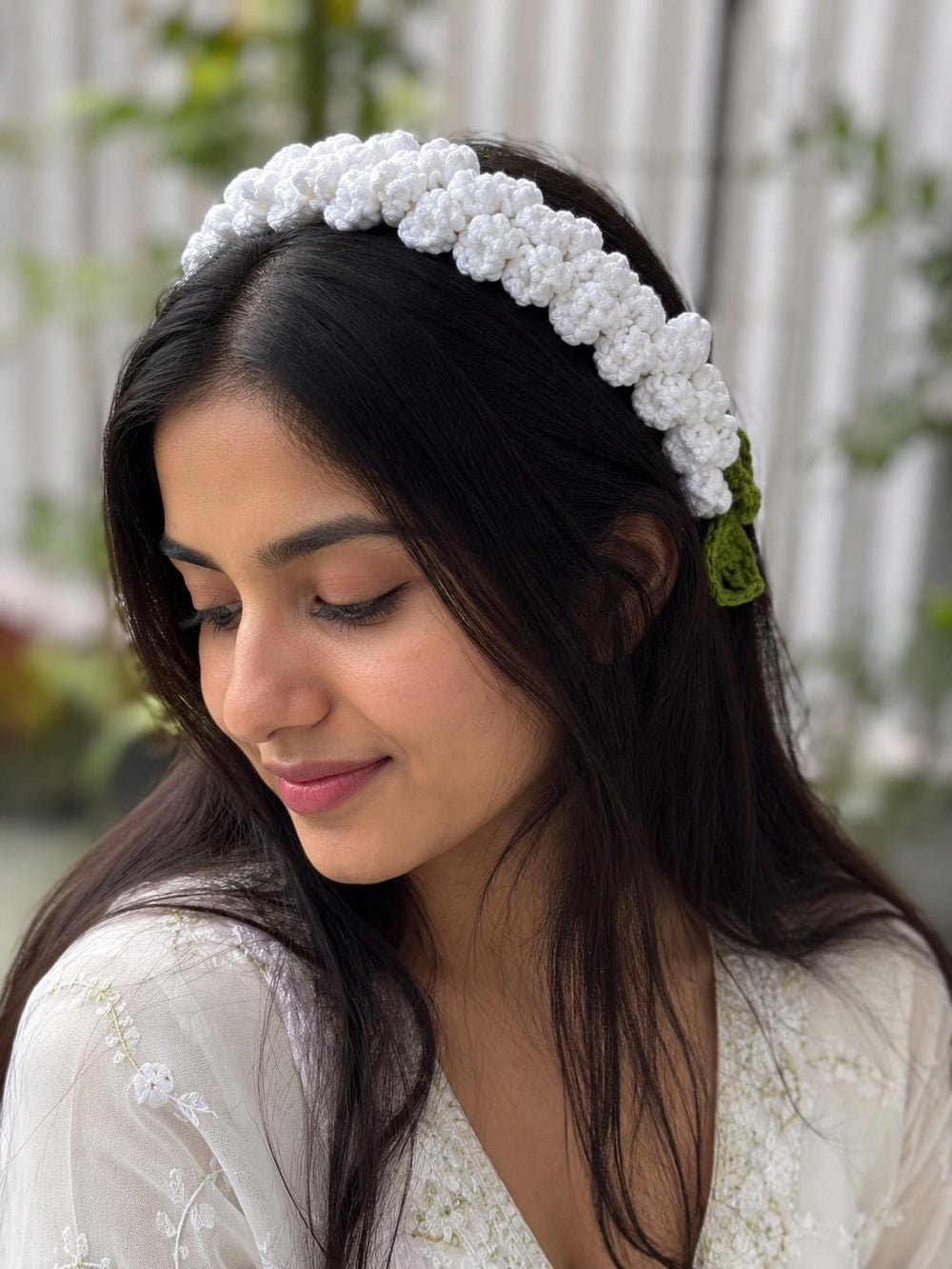 Crochet Jasmine Gajra Hair Garland | Handmade Floral Bun Wrap, Bridal Accessory
