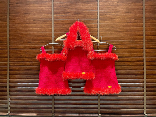Scarlet Snowflake Dress Set by Chutak Binak | Hand Knit