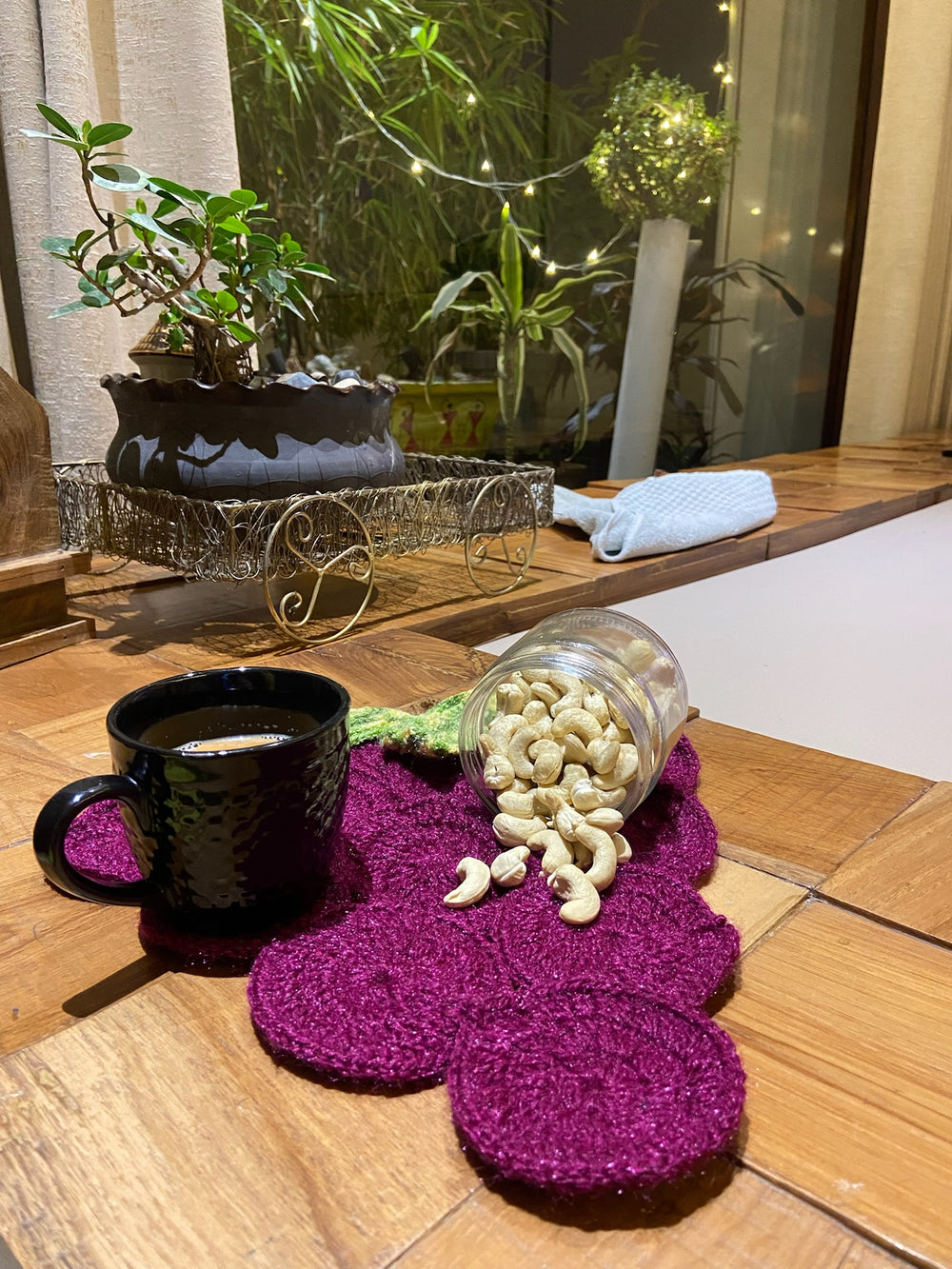 Hand knit table mat for home decor set of 2 – Chutak Binak