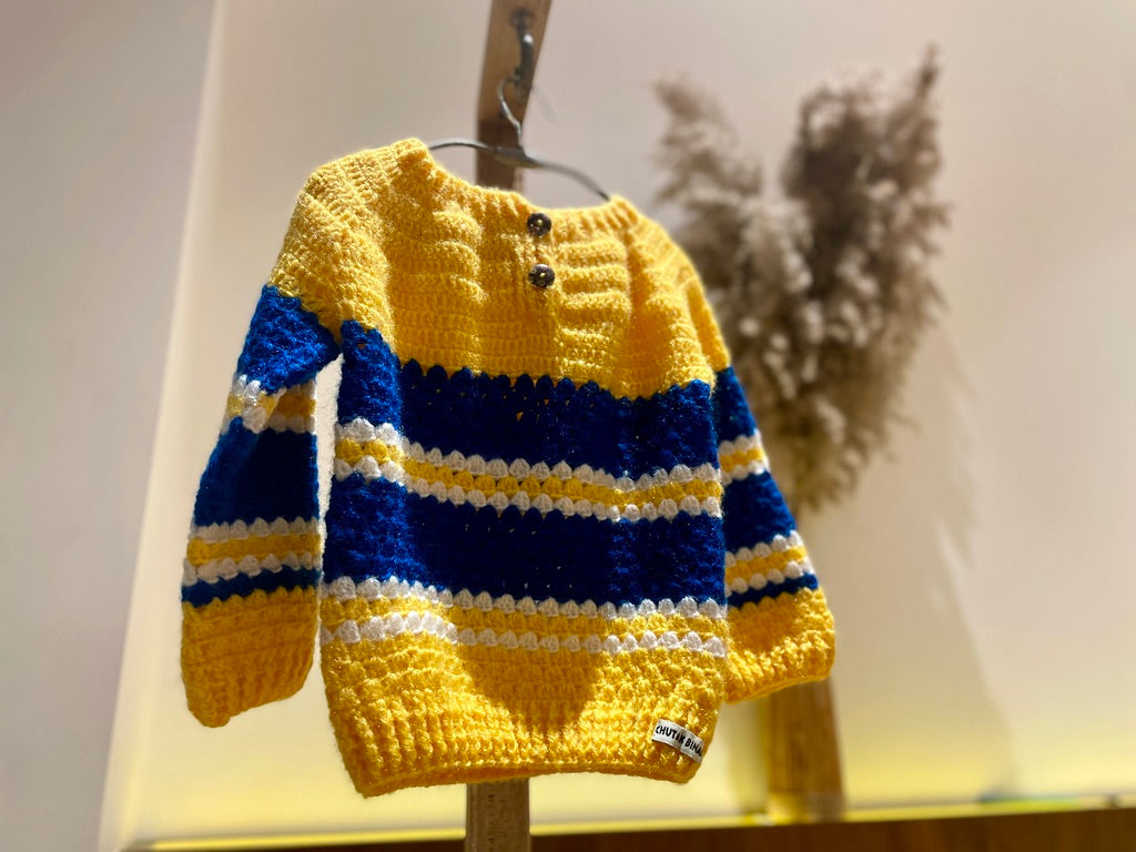 Hand Knit Super Stripes Adventure Sweater by Chutak Binak