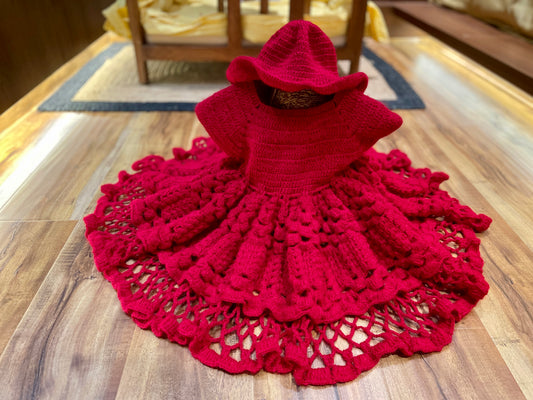 Ruby Glow Hand Crochet Dress by Chutak Binak