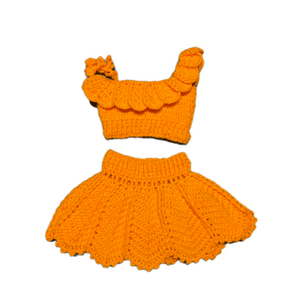 Handmade crochet skirt set for baby girls in yellow – Chutak Binak