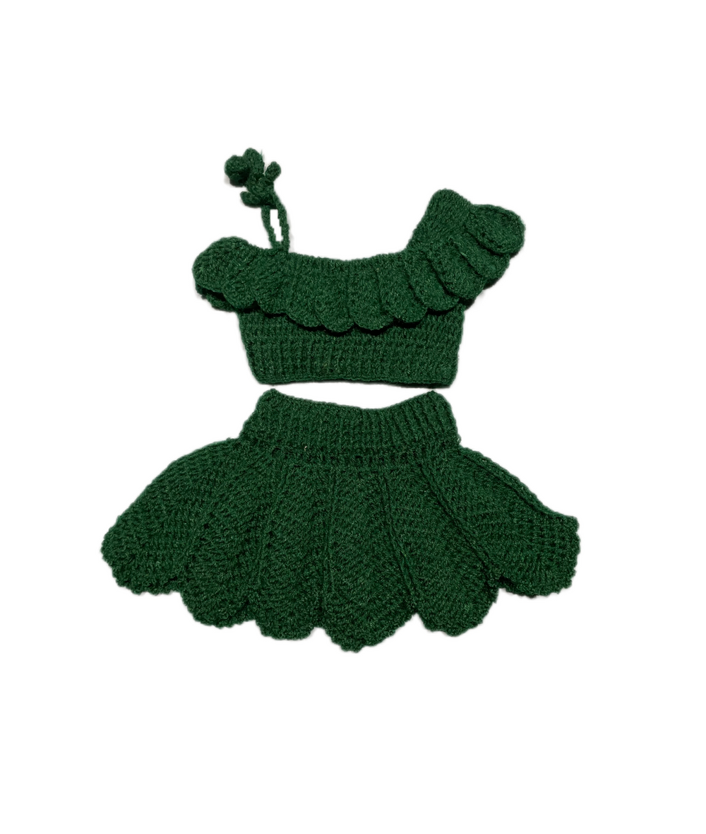 Hand knit skirt set for baby girls in pink – Chutak Binak