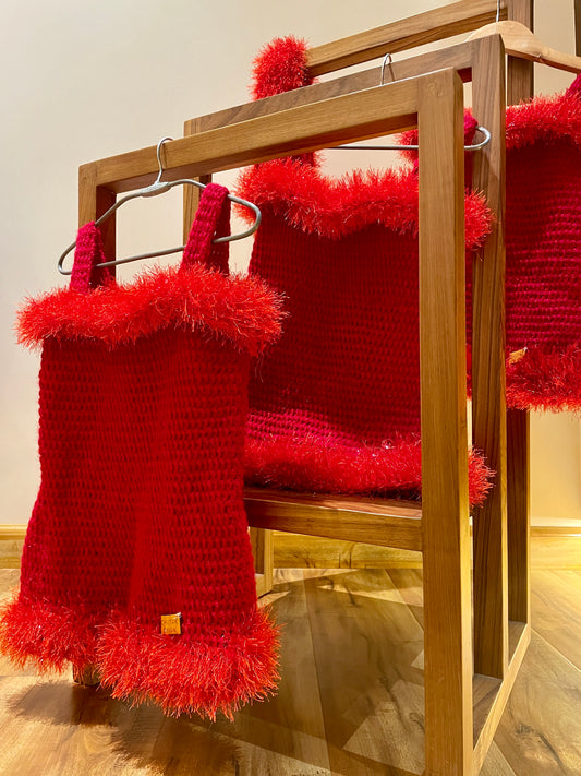 Scarlet Snowflake Dress Set by Chutak Binak | Hand Knit