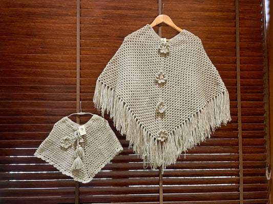 'Mommy and Me' Hand Knit Poncho