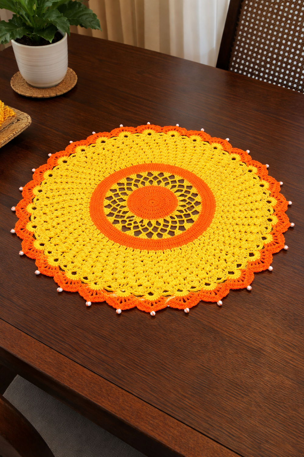 Warm Glow handcrafted crochet table lamp accent home decor – Chutak Binak
