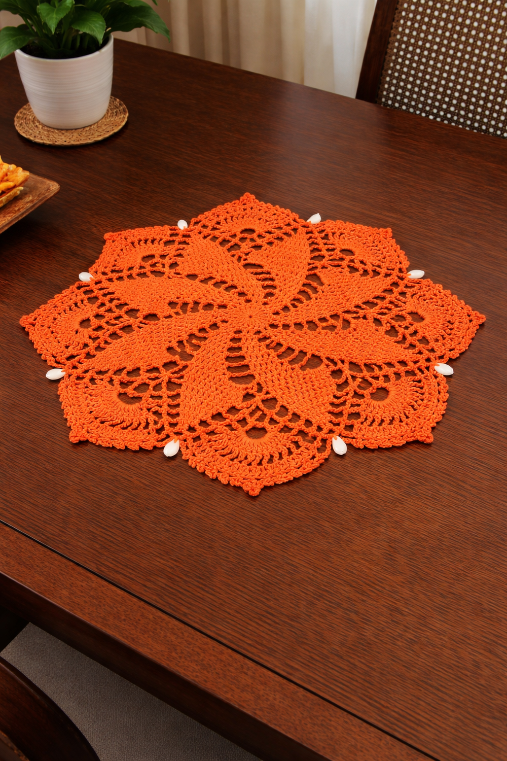 Warm Glow crochet table accent styled on table – Chutak Binak