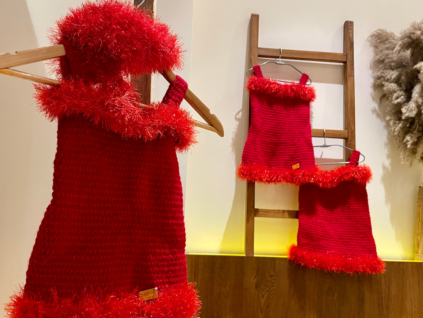 Scarlet Snowflake Dress Set by Chutak Binak | Hand Knit