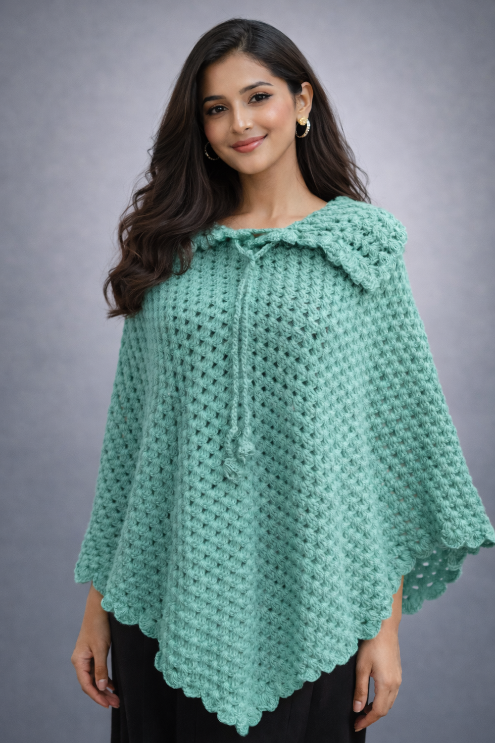 Handmade Crochet Winter Poncho for Women – Elegant Layering | Chutak Binak