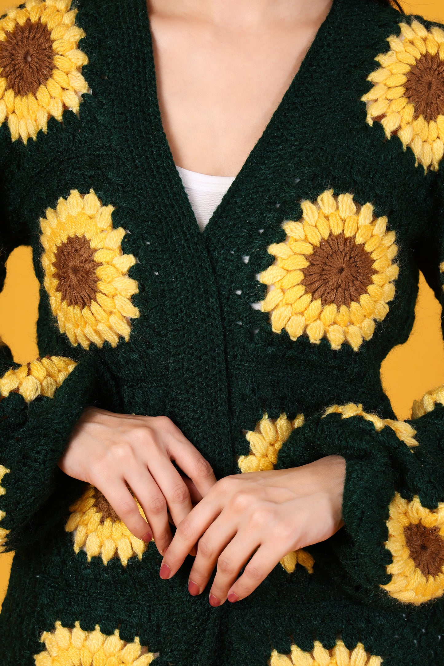Hand Crochet Sunshine Stitches Woollen Jacket