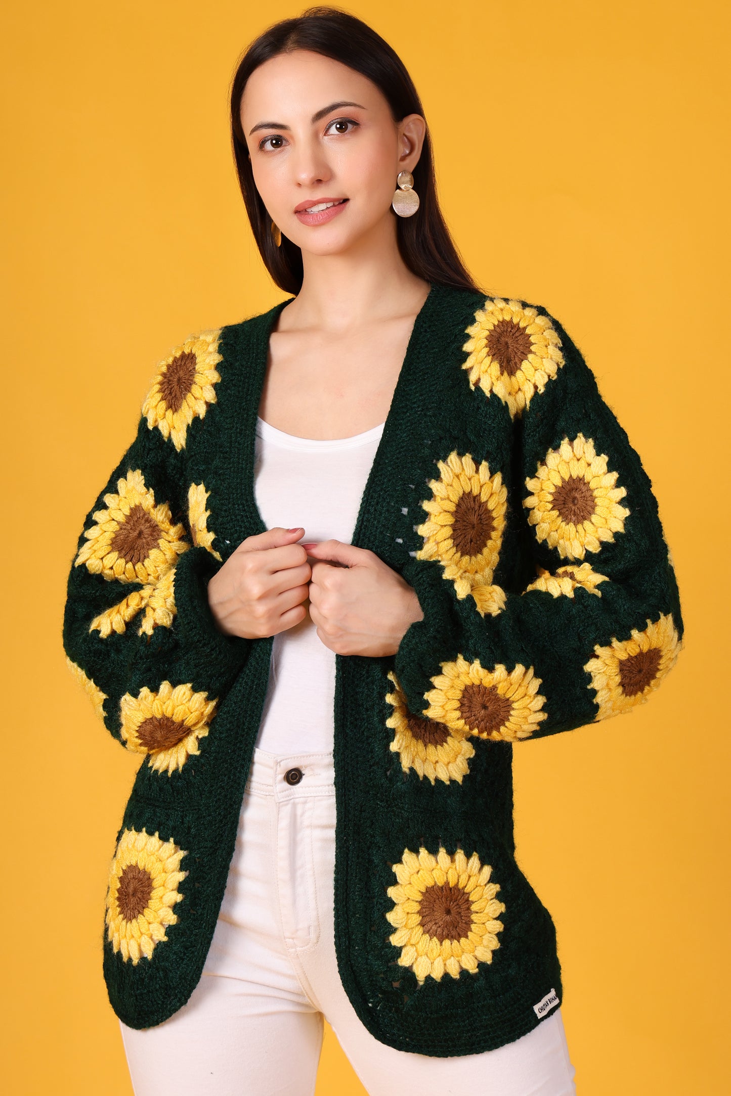 Hand Crochet Sunshine Stitches Woollen Jacket