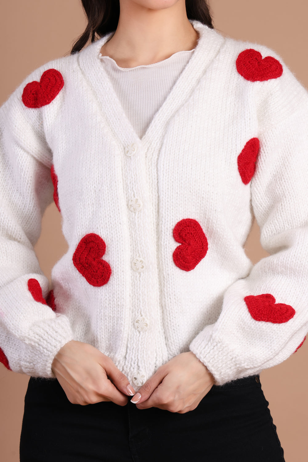 Amour Hand Knit Drop Shoulder Korean Style Cardigan for Women | Chutak Binak
