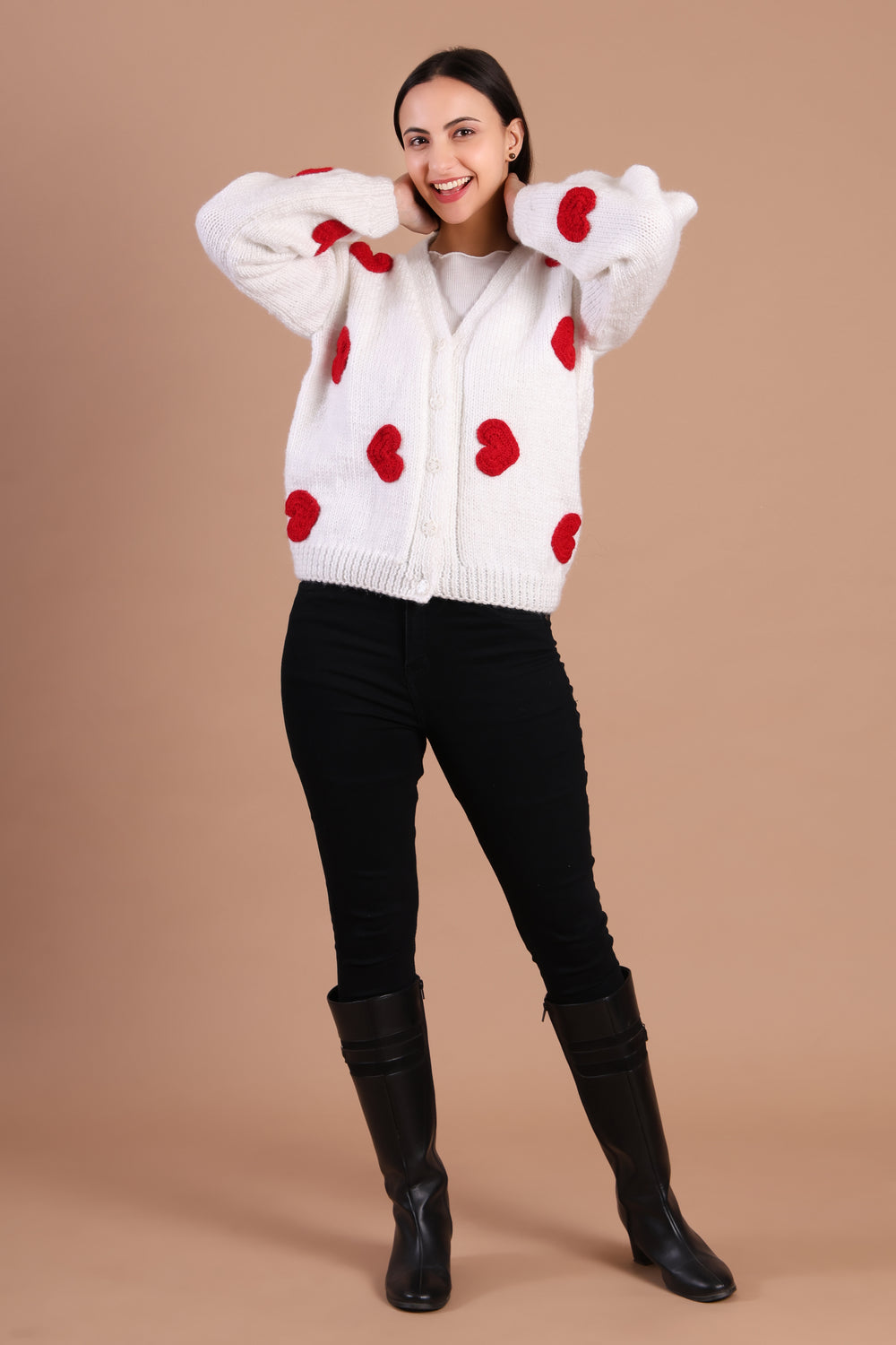 Amour Hand Knit Drop Shoulder Korean Style Cardigan for Women | Chutak Binak