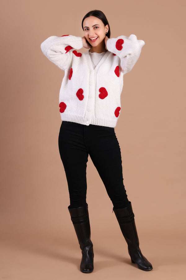Amour handgestrickter Cardigan im koreanischen Drop-Shoulder-Stil für Damen | Chutak Binak