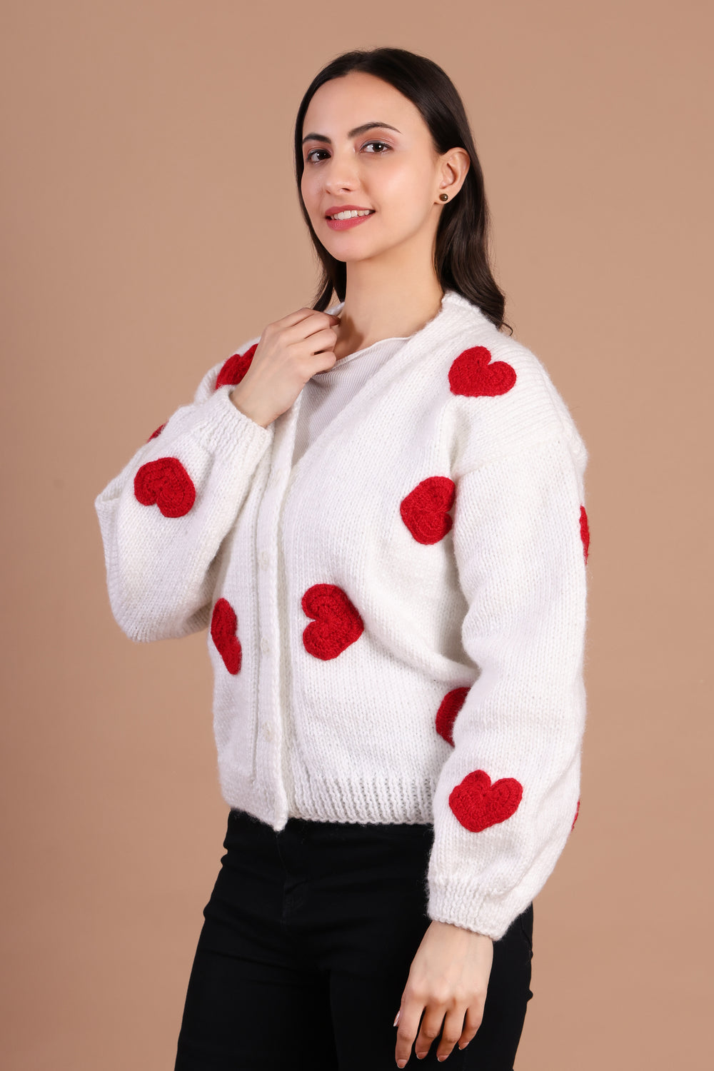 Amour Hand Knit Drop Shoulder Korean Style Cardigan for Women | Chutak Binak