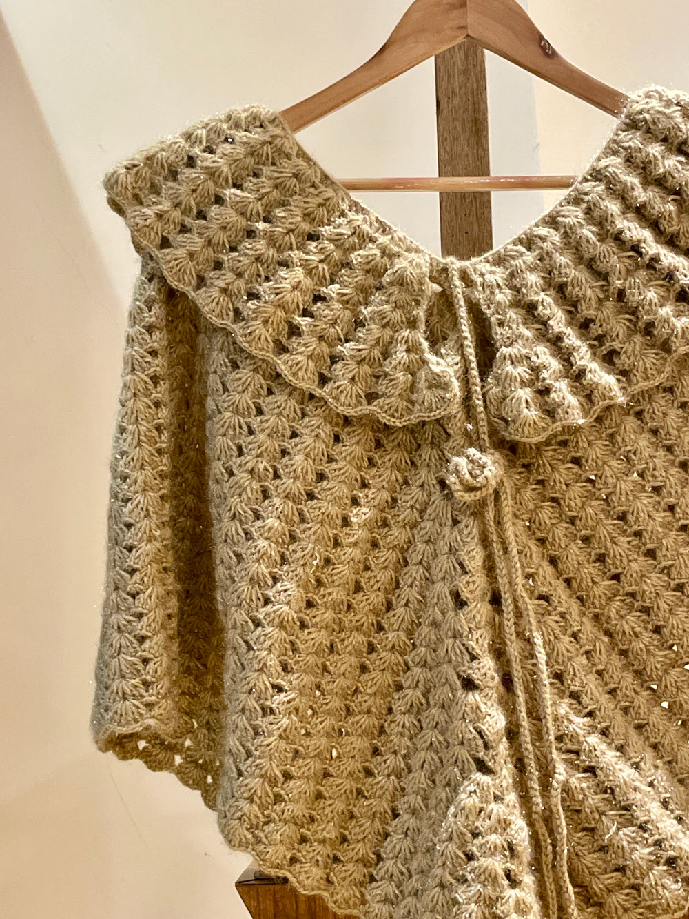 Rustic Charm crochet poncho for women side view – Chutak Binak