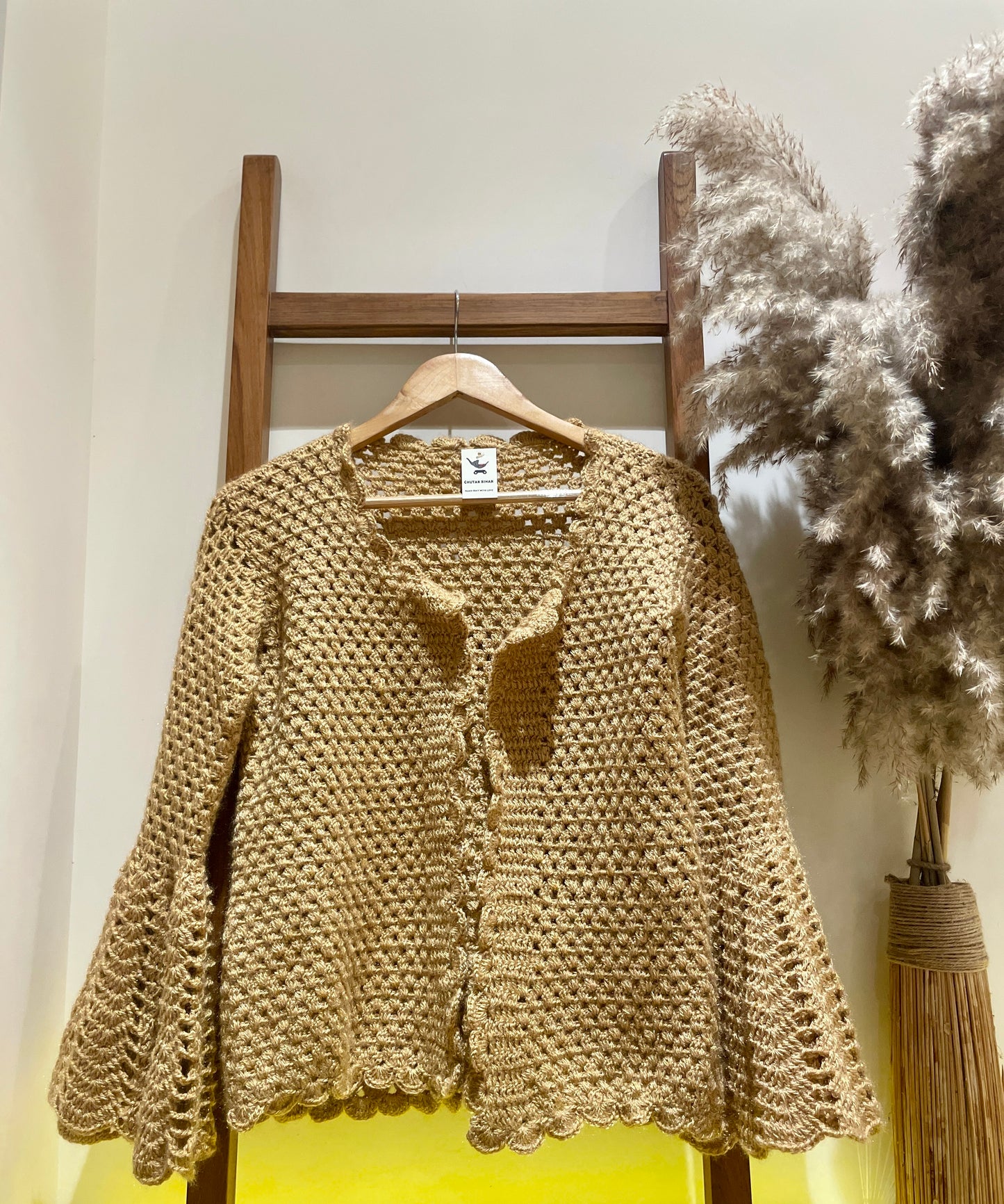 Golden Flare Crochet Jacket by Chutak Binak | Hand Knit
