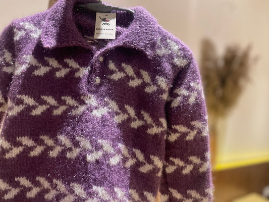 Hand Knit Purple Frost Kids Sweater | Chutak Binak