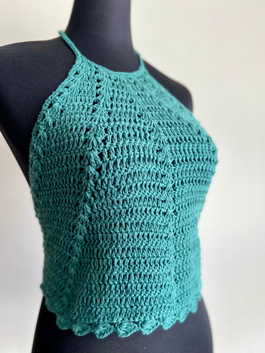 Coral Baddie Hand Crochet Cotton Top by Chutak Binak