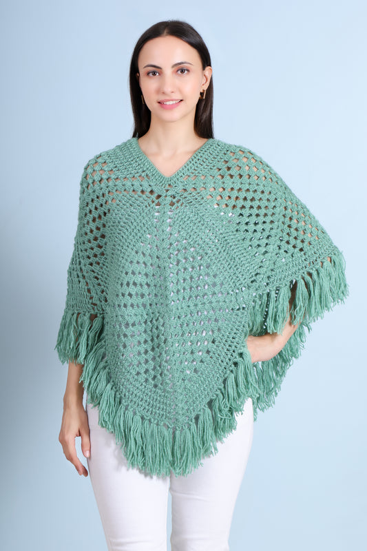 Hand Crochet Oceanic Poncho