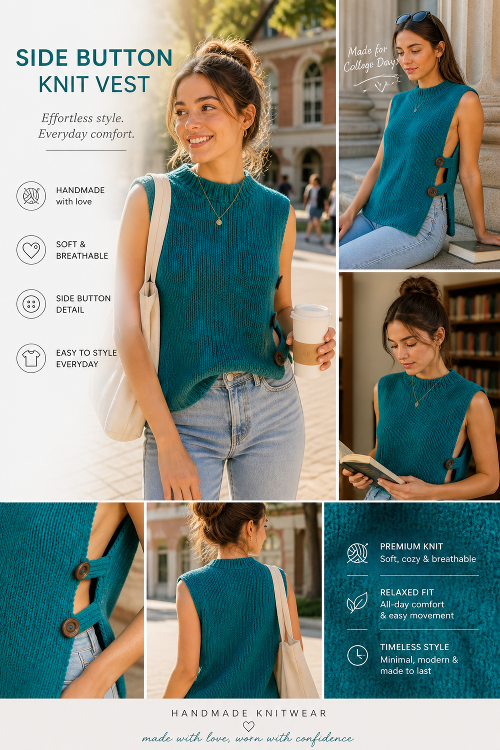 Turquoise Temptation knit sweater vest worn look – Chutak Binak