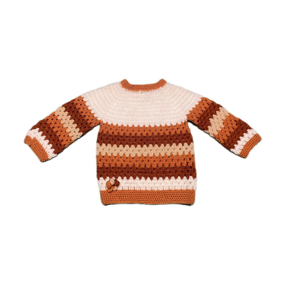 Caramel brown hand knit sweater for boys front view – Chutak Binak