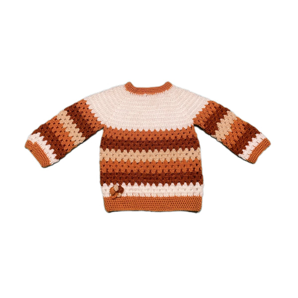 Caramel brown hand knit sweater for boys front view – Chutak Binak
