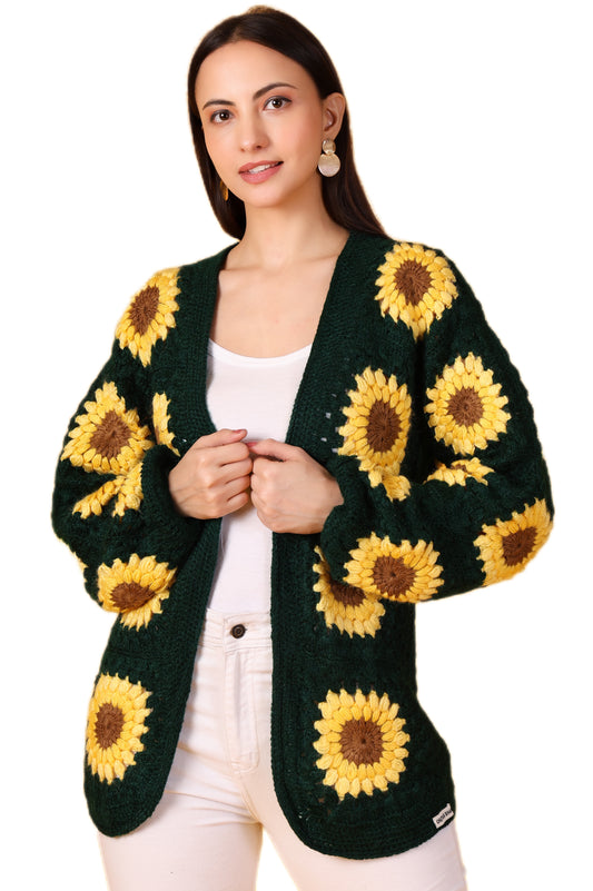 Hand Crochet Sunshine Stitches Woollen Jacket