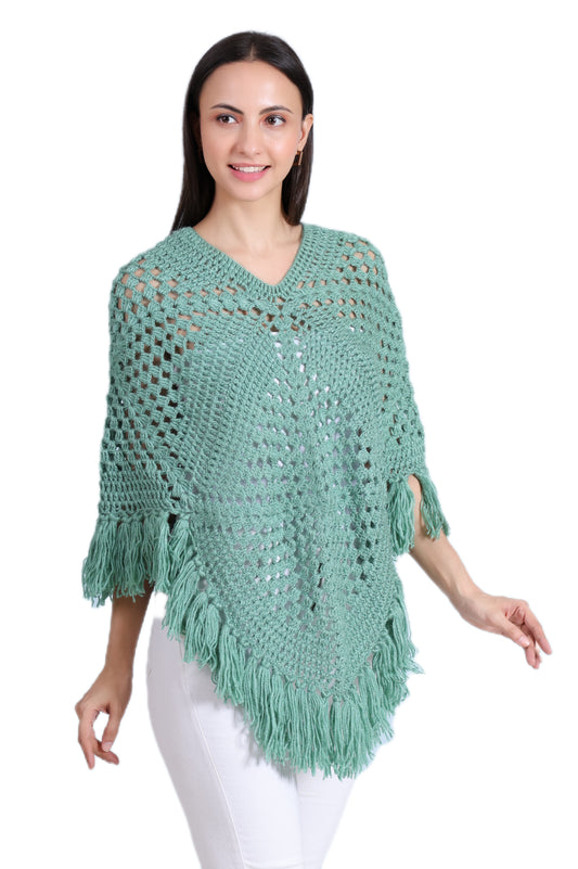 Hand Crochet Oceanic Poncho