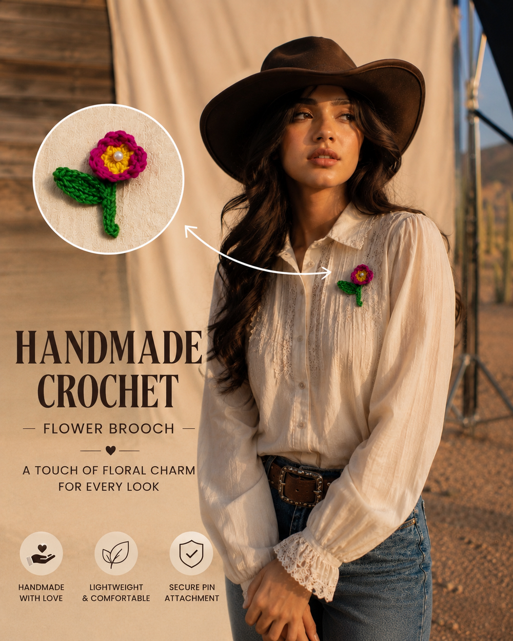 Floral Charm ręcznie robiona broszka