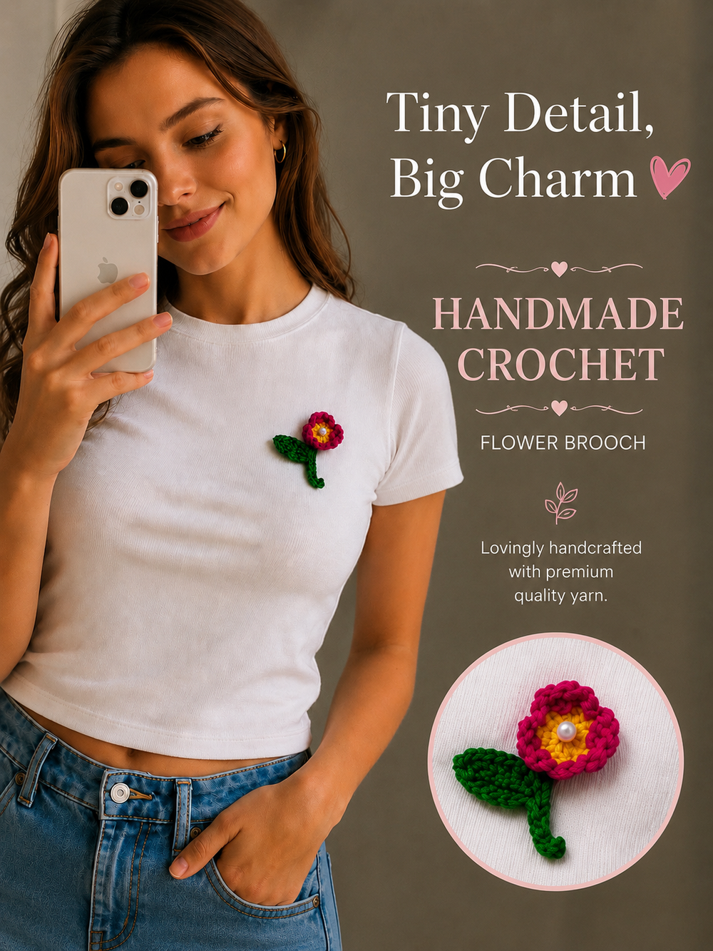 Floral Charm ręcznie robiona broszka