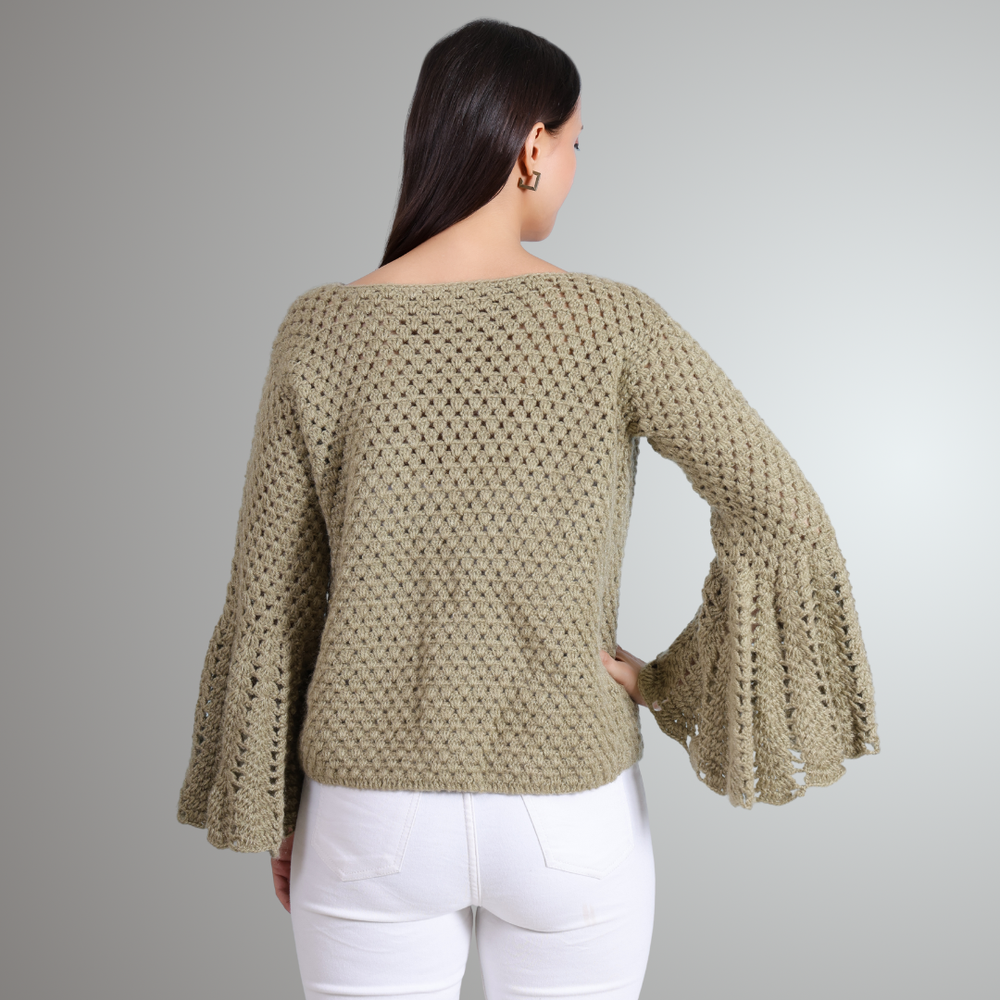 Golden Flare crochet women jacket worn look – Chutak Binak