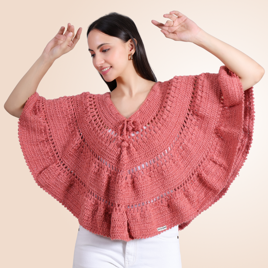 2 in 1 Style Hand Crochet Whimsy Weave Skirt / Poncho