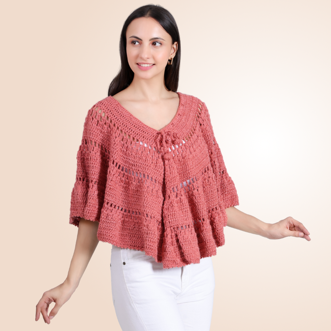 2 in 1 Style Hand Crochet Whimsy Weave Skirt / Poncho