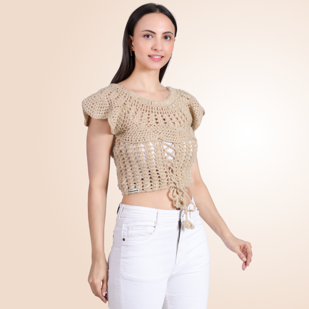 Sunset Ruffle crochet top back view – Chutak Binak