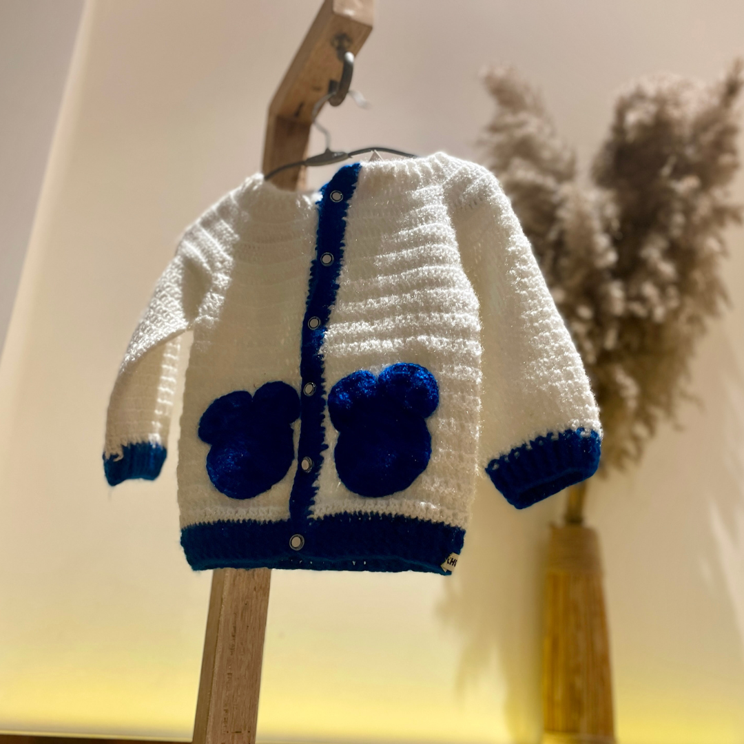 Blue Bear Crochet Sweater by Chutak Binak | Hand Knit