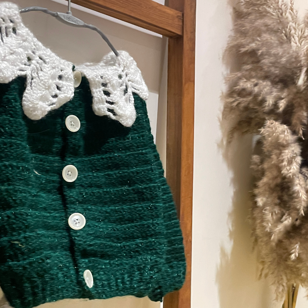 Green crochet kids outfit set full look – Chutak Binak