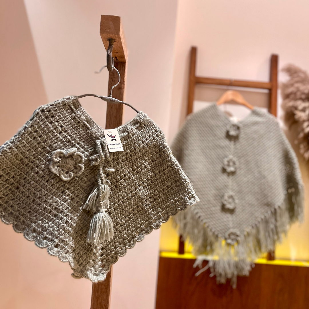 'Mommy and Me' Hand Knit Poncho