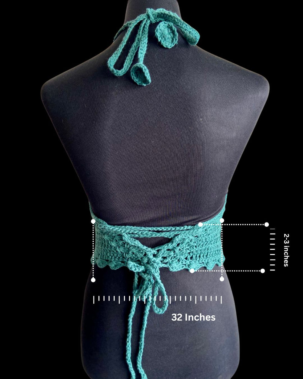 Coral hand crochet bralette top front close-up – Chutak Binak
