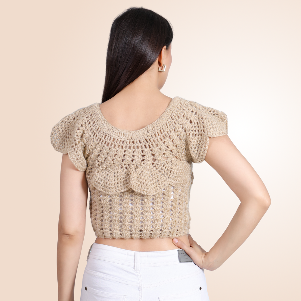 Sunset Ruffle crochet tank top worn look – Chutak Binak