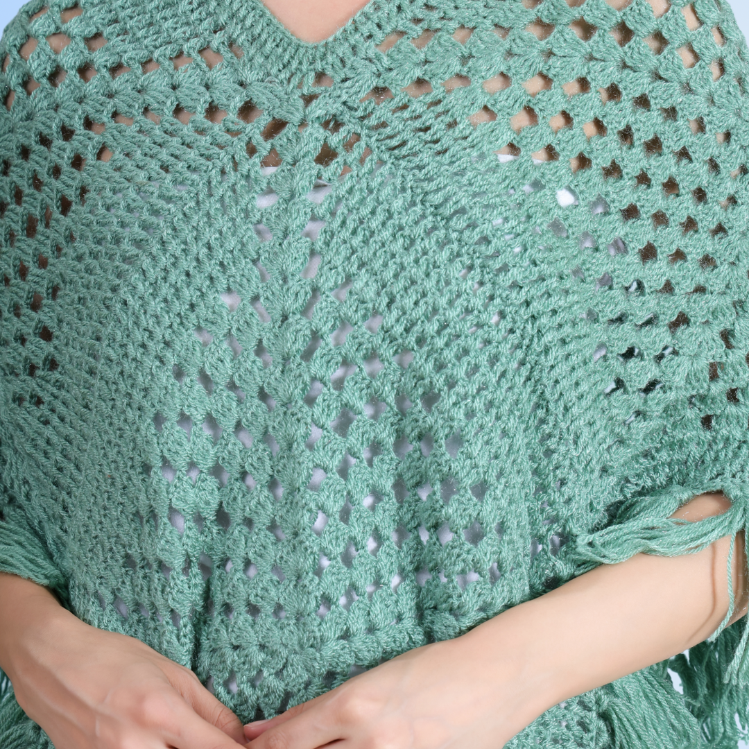 Hand Crochet Oceanic Poncho