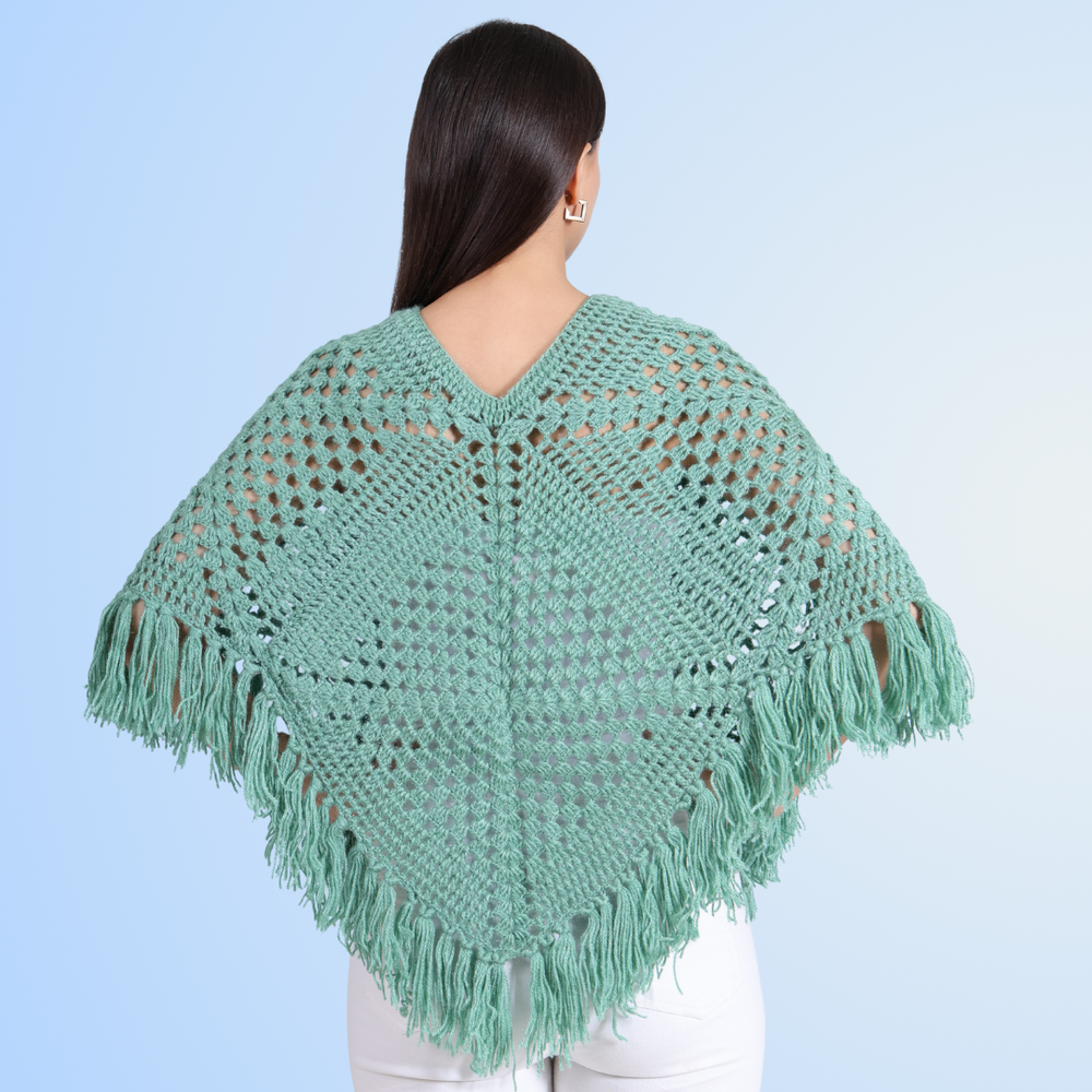 Oceanic crochet poncho for women in gray – Chutak Binak