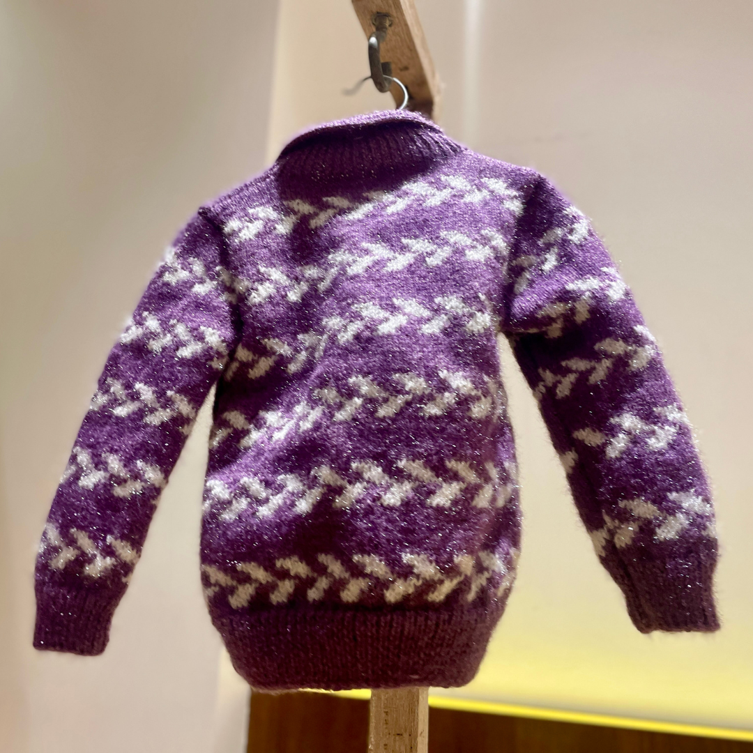 Hand Knit Purple Frost Kids Sweater | Chutak Binak