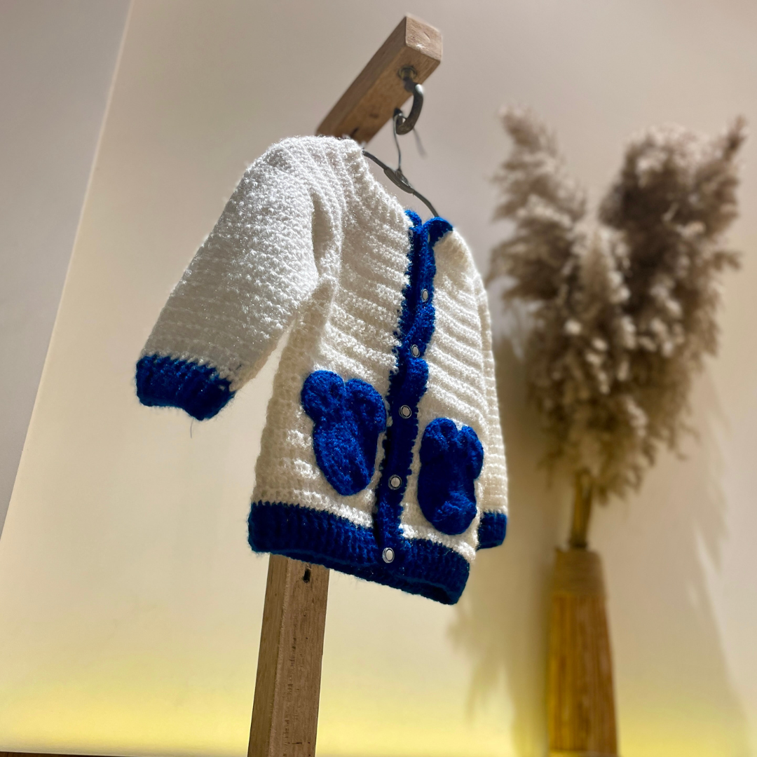 Blue Bear Crochet Sweater by Chutak Binak | Hand Knit
