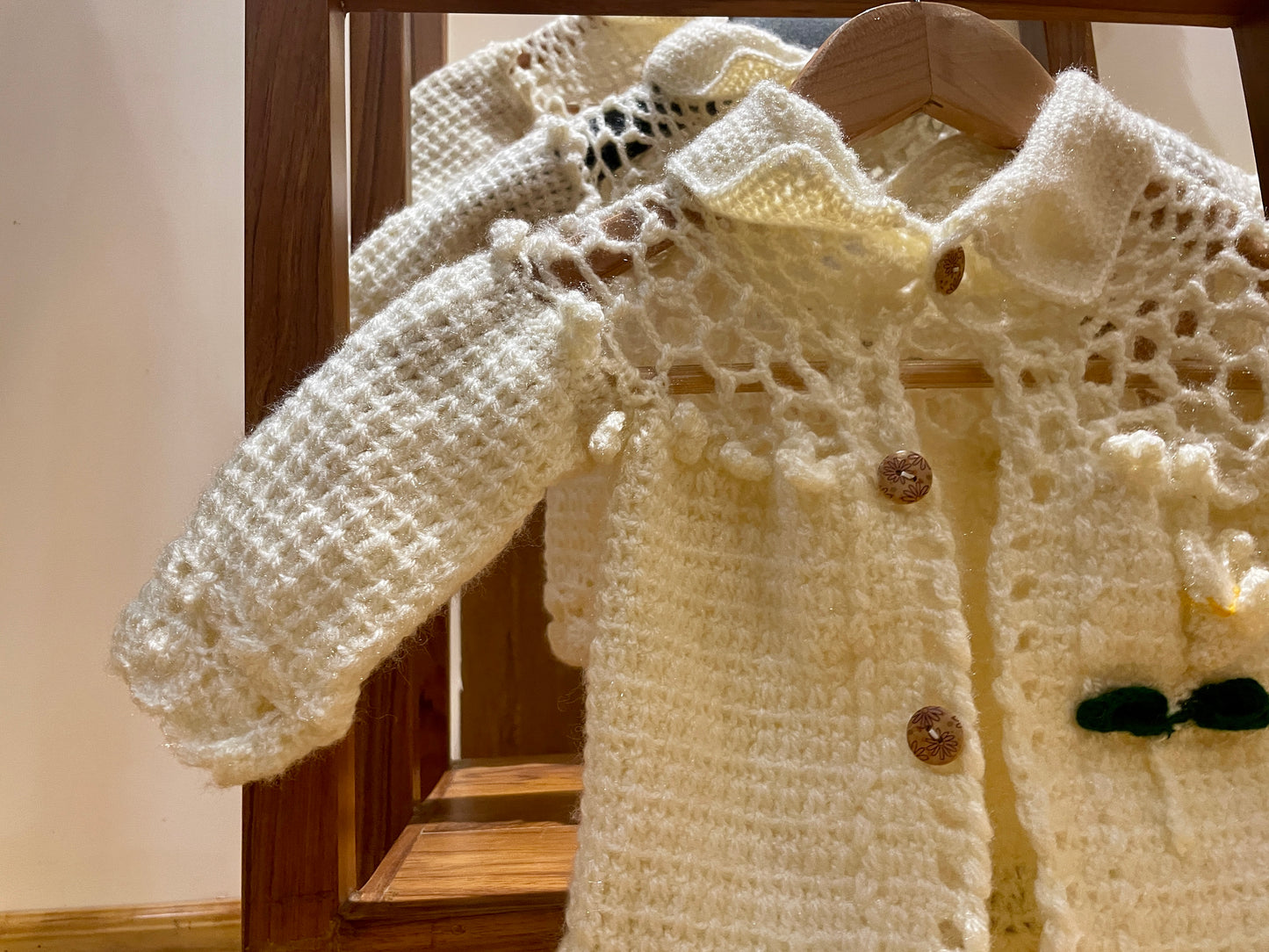 Pearl Blossom Knit Jacket Hand Knit Jacket for Girls by Chutak Binak