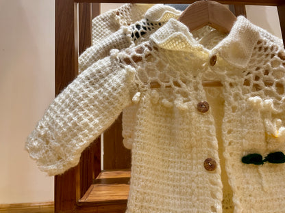 Pearl Blossom Knit Jacket Hand Knit Jacket for Girls by Chutak Binak