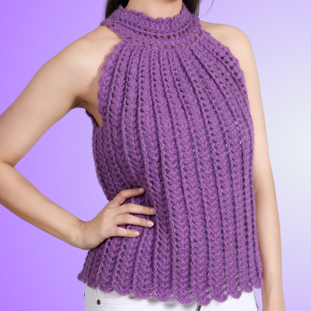 Buzy Bee halter neck crochet top back view – Chutak Binak