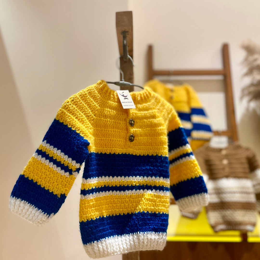 Hand Knit Super Stripes Adventure Sweater by Chutak Binak