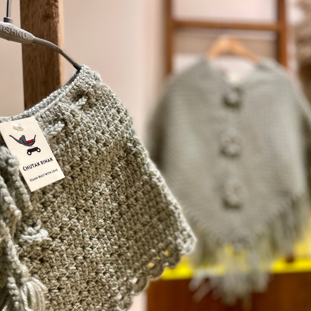 'Mommy and Me' Hand Knit Poncho