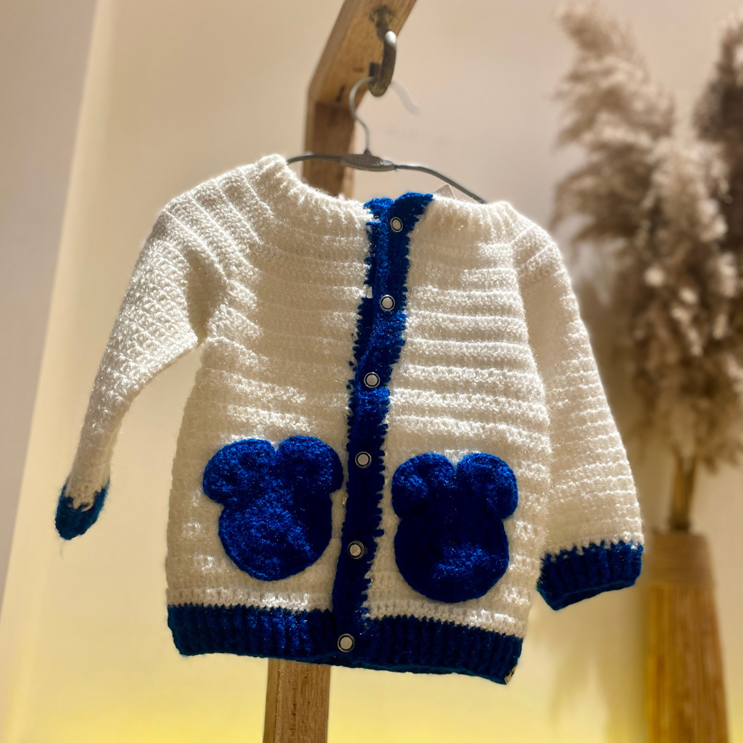 Blue Bear Crochet Sweater by Chutak Binak | Hand Knit